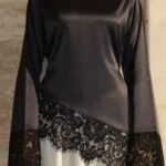 hauts en satin avec finitions dentelle